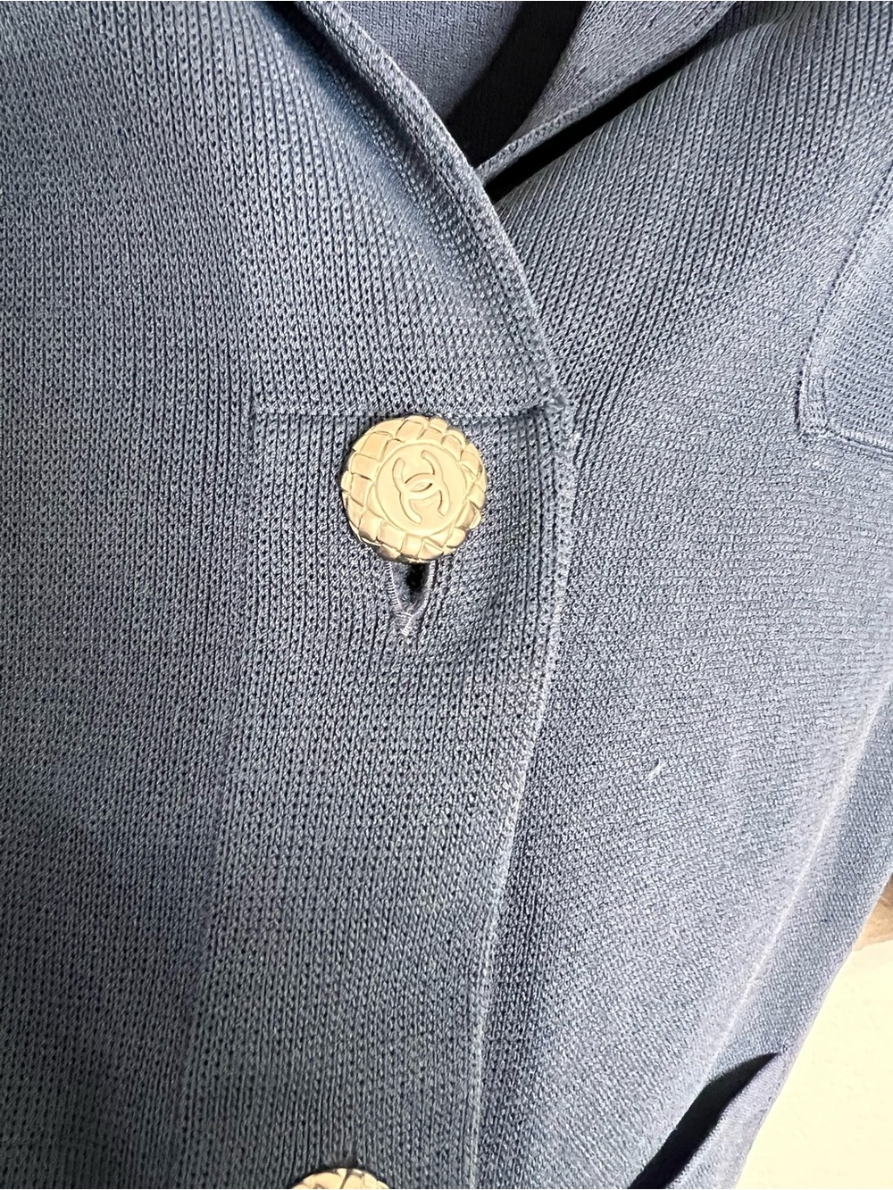 Vintage Chanel Blazer Jacket Women’s 38 size 2 XS knit Navy Blue B28 - Picture 5 of 10